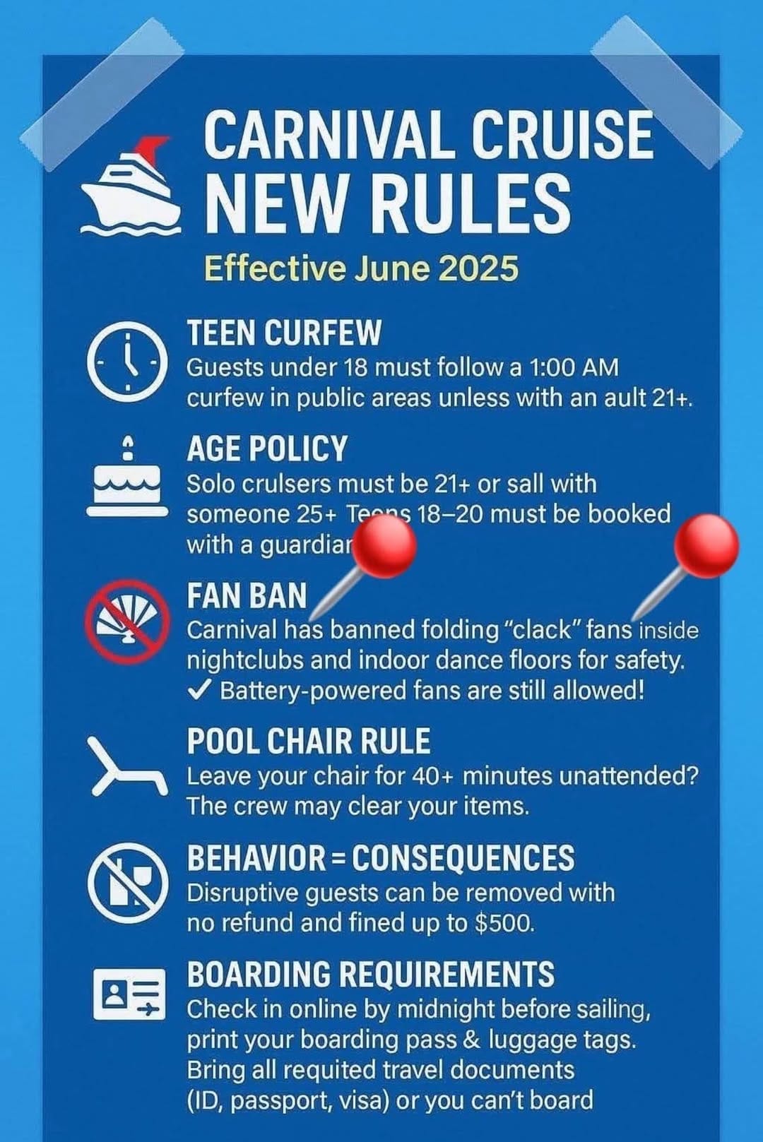 Carnival Bans Handheld Fans for Safety