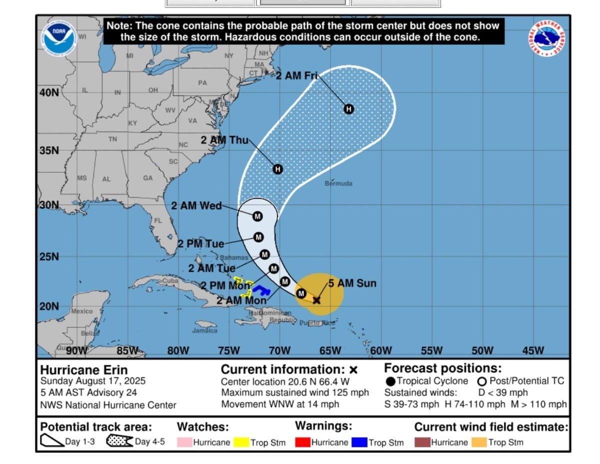 Hurricane Erin Alters Cruise Itineraries