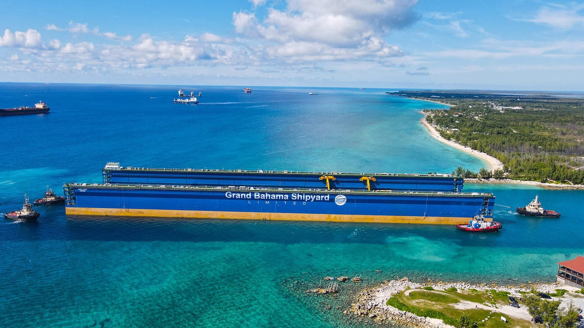 Carnival Elation First Ship Lifted by New Freeport East End Drydock
