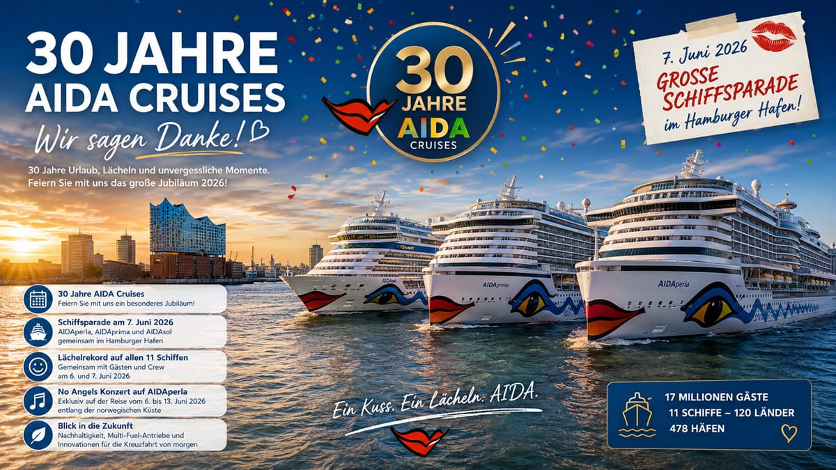 AIDA Marks 30th Anniversary With Three-Ship Hamburg Parade