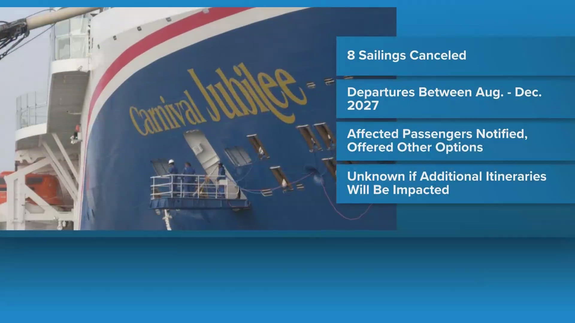 Carnival Cancels Nine Jubilee Sailings From Galveston in 2027