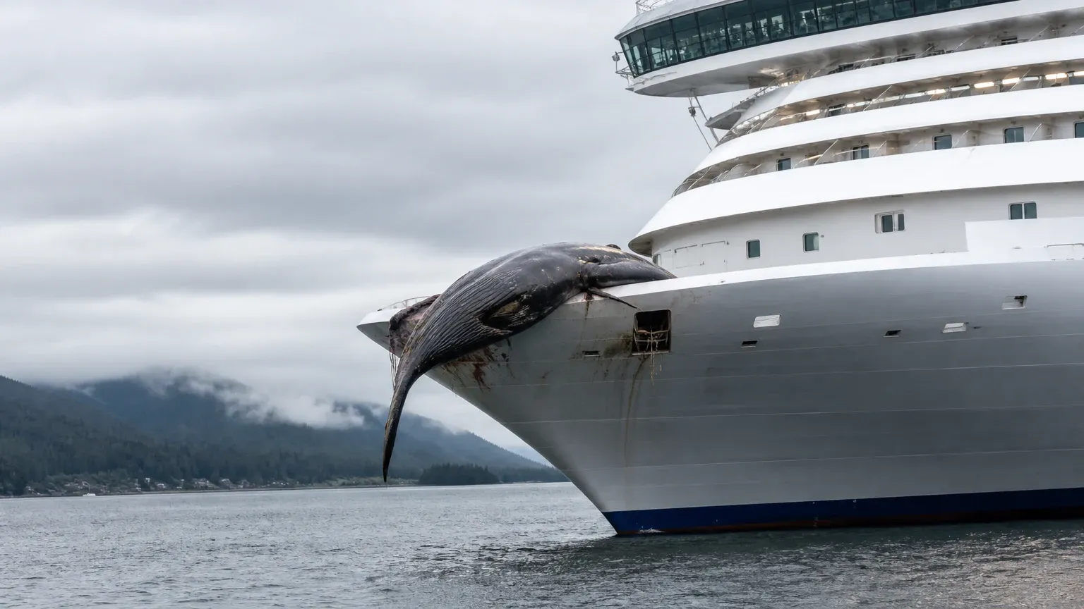 NOAA Probes Dead Fin Whale Found on Norwegian Joy Near Sitka