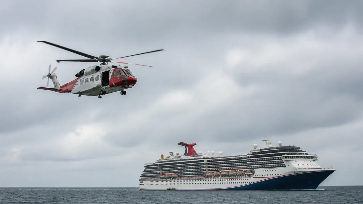 HM Coastguard Airlifts Carnival Legend Passenger Off Cornwall