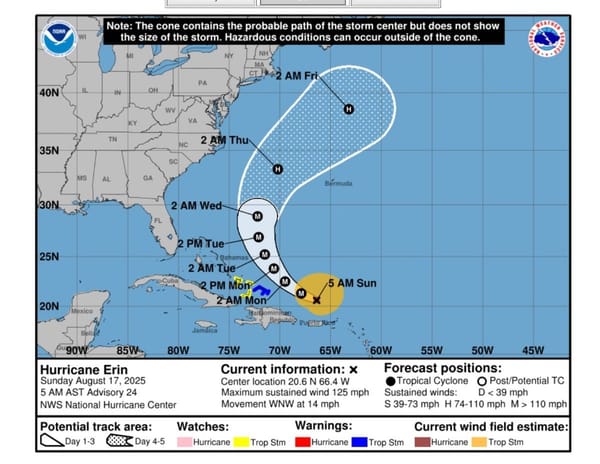 Hurricane Erin Alters Cruise Itineraries
