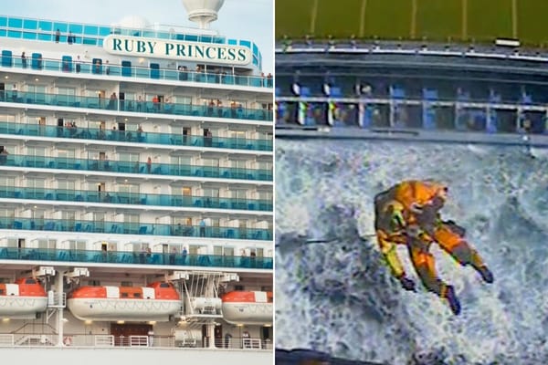 California Air Guard Hoists 79-Year-Old off Ruby Princess in Fog