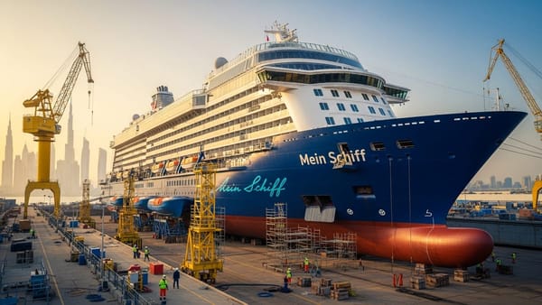 Mein Schiff 5 Returns From Dubai Drydock With Microplastic Filters