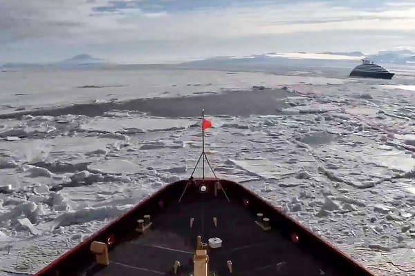 USCG Polar Star Escorts Scenic Eclipse II From Antarctic Pack Ice