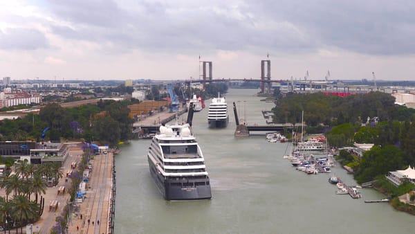 Scenic Eclipse Yachts Berth Bow-to-Bow in Seville